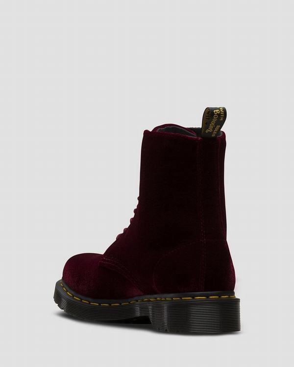 Dr Martens Dámské Kotníkové Boty 1460 Pascal Velvet Červené, CZ-147028